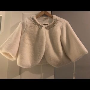 Haani Faux Fur Cream Cardigan